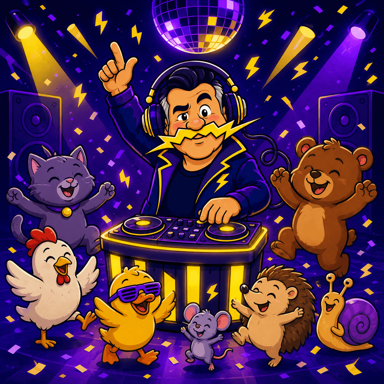 Striko Struja DJ-ing for a dance floor of party animals